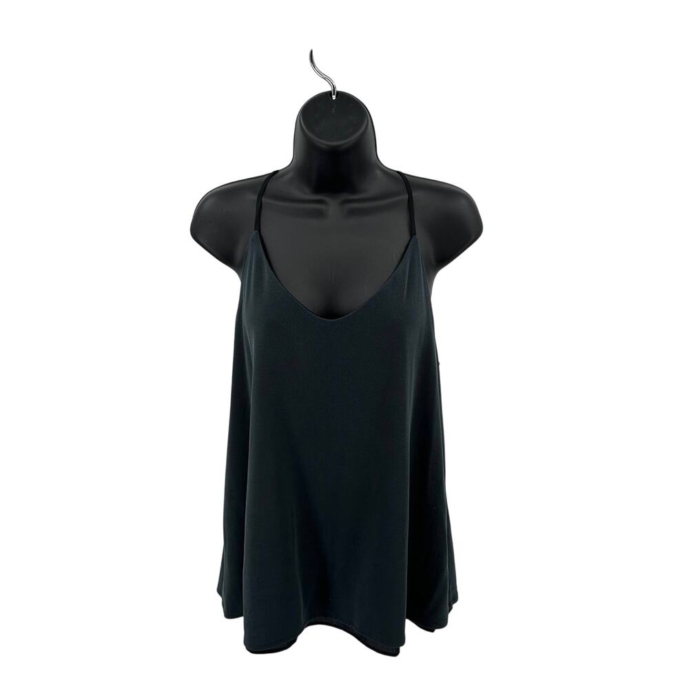 Banana Republic Racerback Tank Top WMNS Small Black Scoop Neck Lined Poly Blend